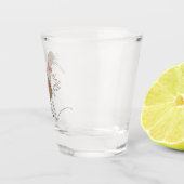 Gelukkig springkiwi met het ontwerp van de cartoon shot glas (Rechts)