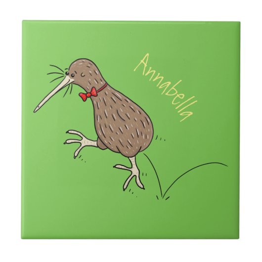 Gelukkig springkiwi met het ontwerp van de cartoon tegeltje (Voorkant)