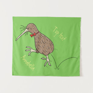 Gelukkig springkiwi met het ontwerp van de cartoon wandkleed