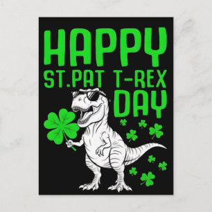 Gelukkig St Pat T Rex Dag Fun T-shirt Met Dinosaur Feestdagenkaart