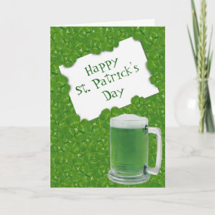 Gelukkig St. Patrick's Bier en Vierbladige Klavers Kaart