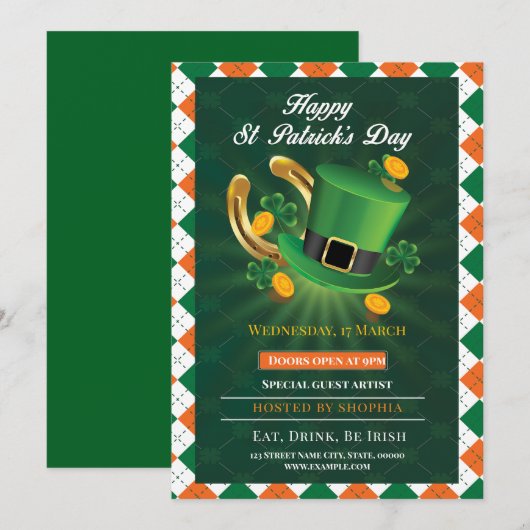 Gelukkig St. Patrick's Day-feest Kaart (Voorkant / Achterkant)