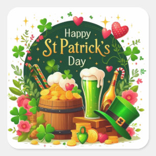 Gelukkig St. Patrick's Day Feestelijke Viering Vierkante Sticker