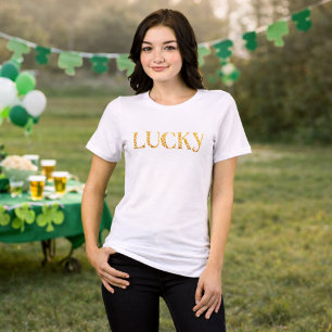 Gelukkig St. Patrick's Day Goudblad Patroon Tekst Tri-Blend Shirt