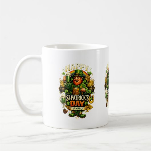 Gelukkig St. Patrick's Day Groene Shamrock Mok – I (Links)
