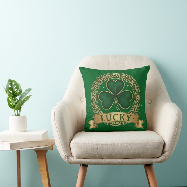 Gelukkig St. Patrick's Day Klaver Iers  Kussen (Stoel)
