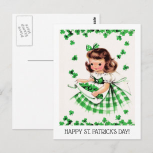 Gelukkig St. Patrick's Day.  klein Iers meisje Briefkaart