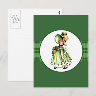 Gelukkig St. Patrick's Day. klein Iers meisje Briefkaart