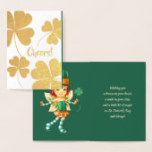 Gelukkig St. Patrick's Day. Little Fairy Irish Gir Folie Kaarten (Display)