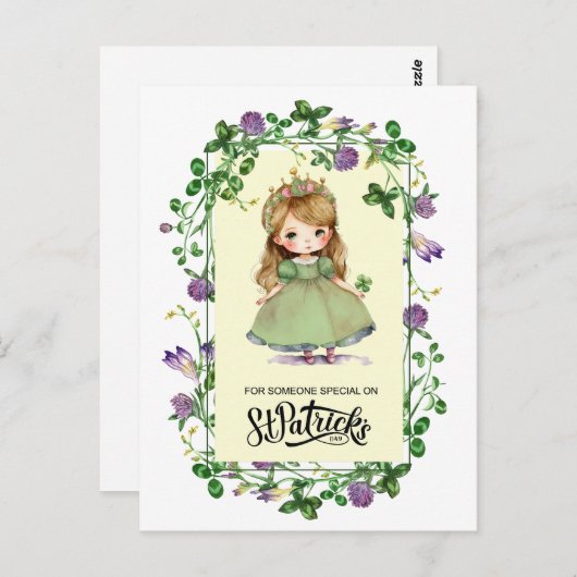 Gelukkig St. Patrick's Day. Little Irish Princess Briefkaart (Voorkant / Achterkant)
