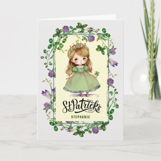 Gelukkig St. Patrick's Day. Little Irish Princess Kaart (Voorkant)