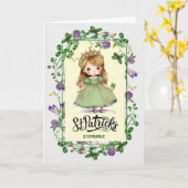 Gelukkig St. Patrick's Day. Little Irish Princess Kaart (Gele Bloem)
