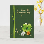 Gelukkig St. Patrick's Day. Tricolor Shamrocks Kaart (Gele Bloem)