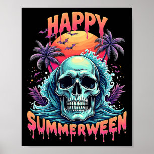 Gelukkig Summerween Skelet Zomer Watermeloen Jack- Poster