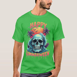 Gelukkig Summerween Skelet Zomer Watermeloen Jacko T-shirt