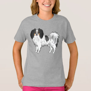 Gelukkig tekenfilmhond die een driekleurige Phalèn T-shirt