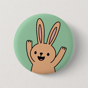 Gelukkig tekenfilmkonijn konijn ronde button 5,7 cm