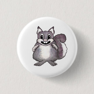 Gelukkig tekenfilmtekening van eekhoorn ronde button 3,2 cm