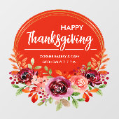 Gelukkig Thanksgiving Bloemengrans Krans Ramenstic Raamsticker (Vel)