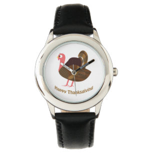 Gelukkig Thanksgiving! Cute Turkey Horloge