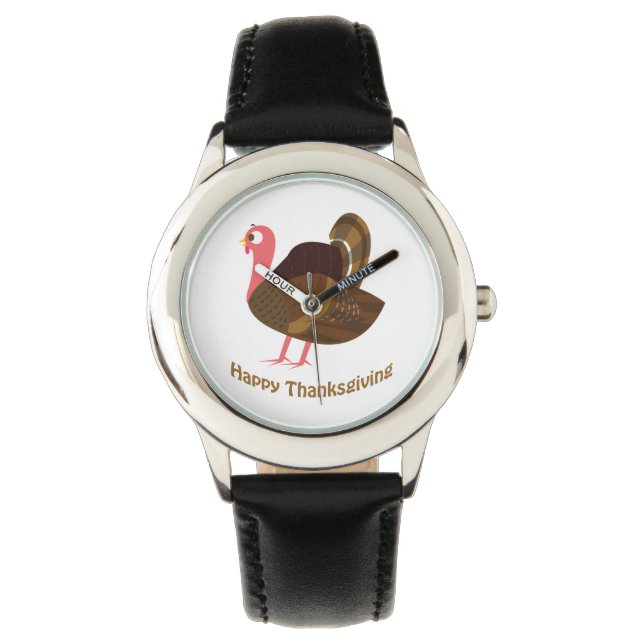 Gelukkig Thanksgiving! Cute Turkey Horloge (Voorkant)