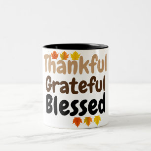 gelukkig Thanksgiving Dankbaar, dankbaar, gezegend Tweekleurige Koffiemok