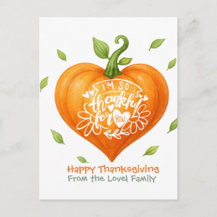 Gelukkig Thanksgiving Dankbaar Hart Pompoen Briefkaart