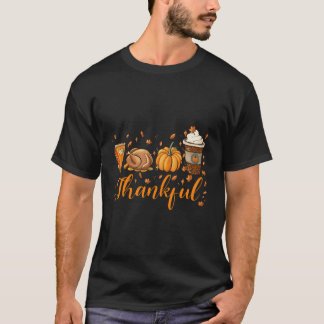 Gelukkig Thanksgiving Day Turkey Latte Pumpkin Pie T-shirt