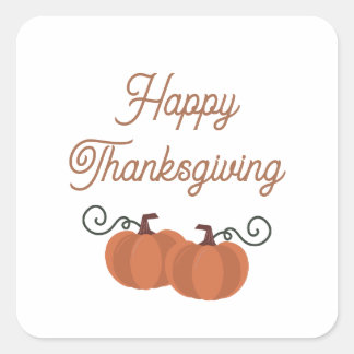 Gelukkig Thanksgiving Herfst Pompoen Vierkante Sticker