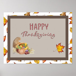 Gelukkig Thanksgiving Hoorn des Overvloeds Mand He Poster