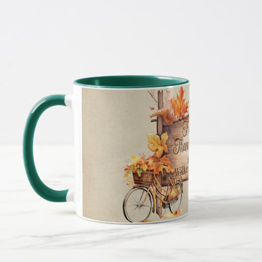 Gelukkig Thanksgiving Hout Teken & Herfst Scène Mok (Links)