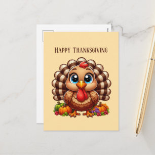 Gelukkig Thanksgiving kalkoen pompoenen Feestdagenkaart