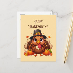 Gelukkig Thanksgiving kalkoen pompoenen Feestdagenkaart