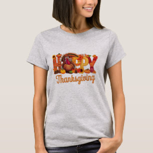 Gelukkig Thanksgiving Kalkoenen Herfst T-shirt