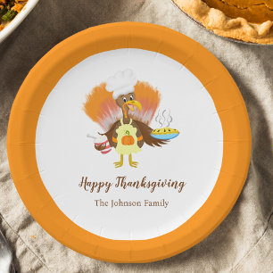 Gelukkig Thanksgiving kalkoenservering taart en ij Papieren Bordje