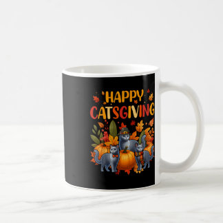 Gelukkig Thanksgiving Kat Drie Schattige Russische Koffiemok