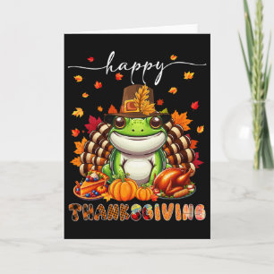 Gelukkig Thanksgiving Kikker Kostuum Kalkoen Herfs Kaart