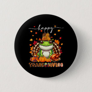 Gelukkig Thanksgiving Kikker Kostuum Kalkoen Herfs Ronde Button 5,7 Cm