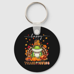 Gelukkig Thanksgiving Kikker Kostuum Kalkoen Herfs Sleutelhanger
