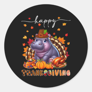 Gelukkig Thanksgiving Nijlpaard Kostuum Kalkoen He Ronde Sticker