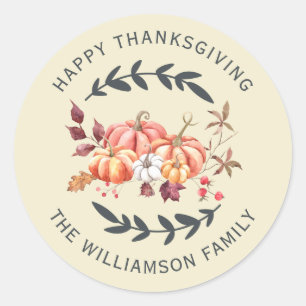 Gelukkig Thanksgiving retouradres off-white Ronde Sticker