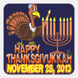 Gelukkig Thanksgivukkah Thankgiving Chanoeka 2013 Vierkante Sticker