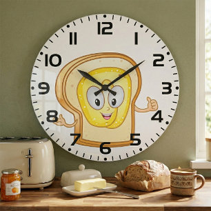 Gelukkig Toast Kawaii Gebruinde Brood Snee Grote Klok