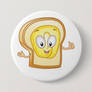 Gelukkig Toast Kawaii Gebruinde Brood Snee Ronde Button 7,6 Cm