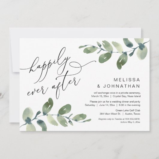 Gelukkig tot het einde, Elopement Dinner, Groene d Kaart (Voorkant)