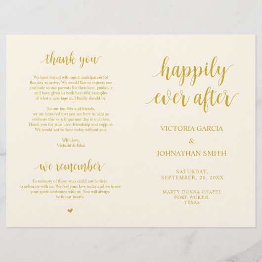 Gelukkig tot het einde, Uitvouwbare Ceremonieprogr (Voorkant)