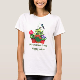 Gelukkig Tuinieren / Bloementuin met Kolibrie T-shirt