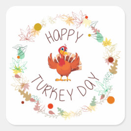 Gelukkig Turkije Day Leaves en Turkije Vierkante Sticker