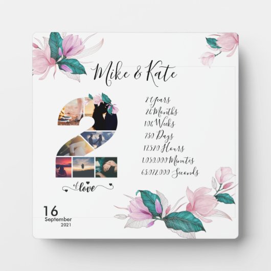 Gelukkig tweede Jubileum, aangepaste fotocollage,  Fotoplaat (Voorkant)