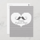 Gelukkig Vaderdag! Fun Mustache & Gray Stripes Briefkaart (Voorkant / Achterkant)
